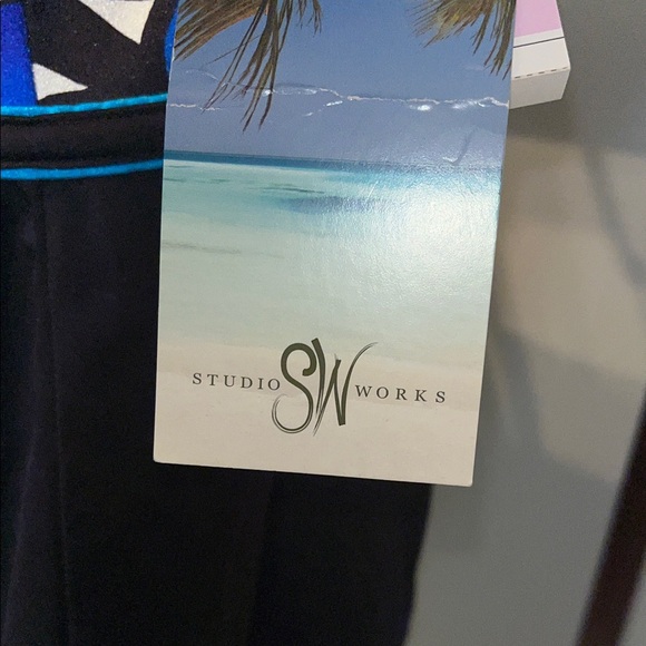 Studio Works One Piece Swimsuit Swim Dress Black Floral Woman Sz 22W NWT - Picture 2 of 6